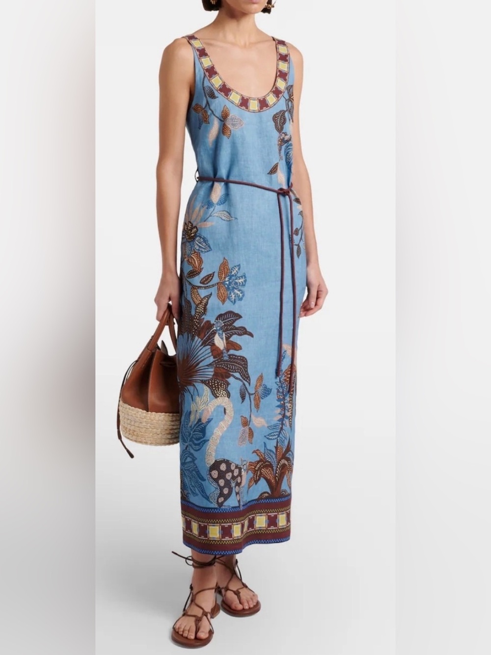 ALEMAIS Georgie printed linen midi dress